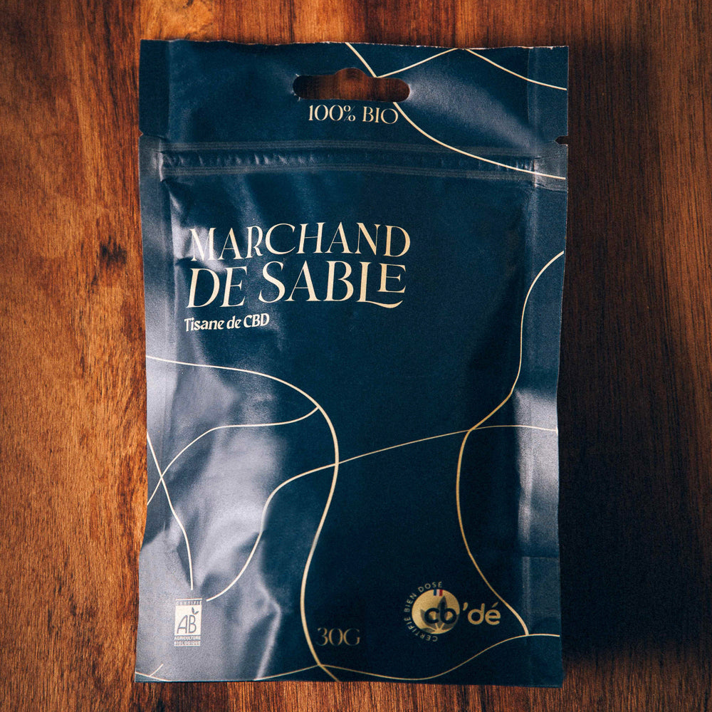 Sachet de la tisane au CBD marchand de sable