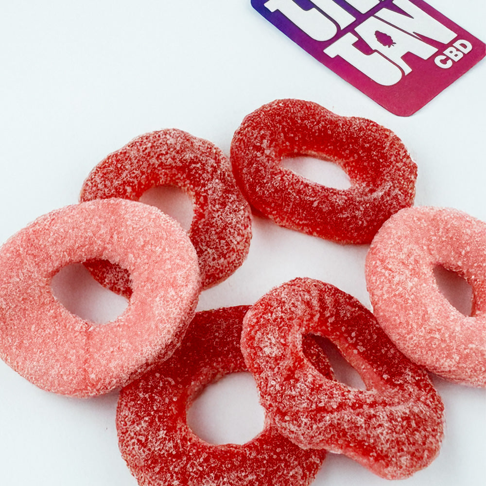 Gummies THC en forme d'anneaux rouges goûts fraise